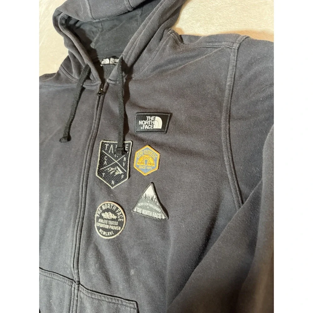 The North Face Mens XL Black Full Zip Hoodie Expedition Patch Graphic
